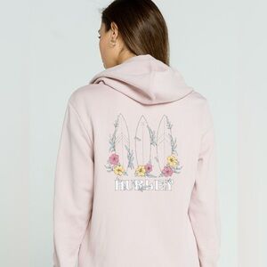 Hurley Women's Soft Pink Surfboard Graphic Hoodie